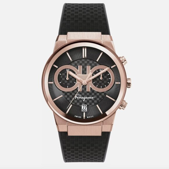 Mens Ferragamo Rose Gold 41mm Sapphire Rose Watch - Picture 1 of 4
